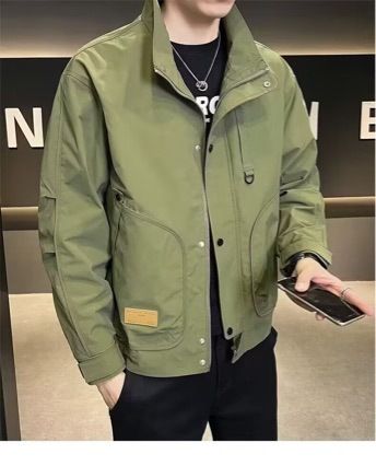 Men's Spring And Autumn Trendy Brand High-end Casual Fashion Top 2026 New Stand Collar Workwear Style Jacket_viptrois.com
