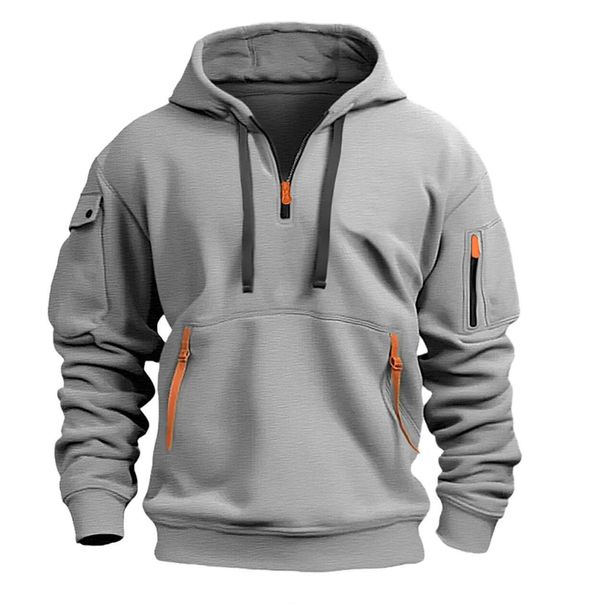 Men's Clothing Spring And Autumn Sweatshirt Hoodie Zipper Multi Pocket Pullover Sports Casual Sweatshirt_viptrois.com