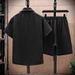 Ice Silk Seersucker Shirt And Shorts Set For Men Stylish Sporty Casual Outfit Summer_viptrois.com