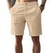 Men's Cotton Linen Breathable Casual Shorts Solid Color Button Beach Outdoor Straight Leg Summer Everyday_viptrois.com