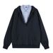 Two-Piece Plaid Patchwork Shirt Collar Hooded Sweatshirt Men's Trendy Brand Design Sense Personality Half Cardigan_viptrois.com