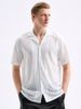 Men's Clothing Knitted Jacquard Translucent Lapel Short Sleeved Light Casual Versatile Fashion Shirt_viptrois.com