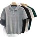 Men's Clothing Summer Twisted Texture Lapel Short Sleeved Polo Shirt Men's Simple And Versatile Temperament Short Sleeved Knitted Sweater_viptrois.com