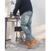 Men's Herringbone Denim Jeans – Relaxed Straight-Leg Casual Pants For Summer_viptrois.com