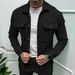 2025 Autumn European And American Men's Fashion Casual Solid Color Button Pocket Long Sleeve Jacket Fleece Casual Jacket_viptrois.com