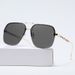 2025 New Metal Double Beam Half Frame Sunglasses Men's Driving Classic Vintage Plaid Printed Sunglasses_viptrois.com