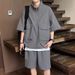Summer New Casual Sports Suit Men's Short Sleeve T-Shirt Trendy Brand Five-Point Shorts Loose Two-Piece Set_viptrois.com