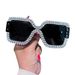 One Piece Fashionable Square Sunglasses For Women Thick Leg One Piece Personality Versatile Diamond Studded Sunglasses_viptrois.com