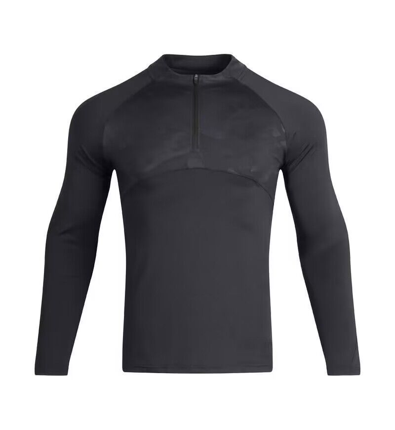 Men's Clothing Long-Sleeved T-Shirt Men's Sports Outdoor Tops Quick-Drying Breathable Running Fitness Training Suit Half-Zip Stand Collar_viptrois.com