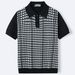 Men's Clothing Summer High End Cool Silk Sweater Houndstooth Jacquard Business Polo Shirt SY0199_viptrois.com