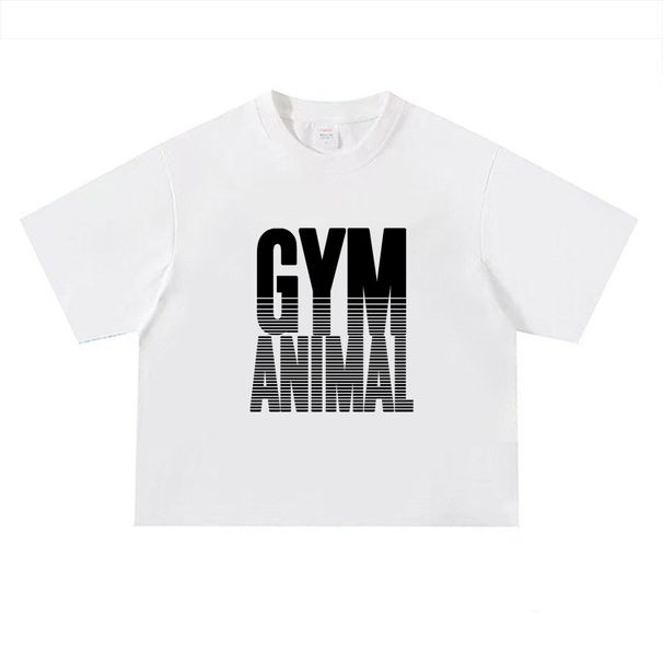 American Street Boxy Fit Fitness T-shirt Loose Super Large Size Shoulder Sleeves 240g Pure Cotton Bottoming Shirt Breathable Tide_viptrois.com