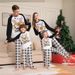 Christmas Fawn letter plaid Christmas family print home dress pajamas_viptrois.com