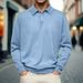 Men's Long Sleeve V-Neck Button-Up Polo Shirt - Comfortable Stretch Fabric, Lightweight & Breathable, Casual & Business Wear, Multiple Colors & Sizes_viptrois.com