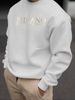 Spring And Autumn Men's Casual Loose Simple Fashion MILANO Letter Print Round Neck Long Sleeve Hoodie_viptrois.com