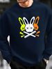 Men's Loose Casual Fashionable Skull Rabbit Pattern Printed Round Neck Long Sleeved Pullover Hoodie For Autumn And Winter_viptrois.com