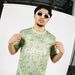 Men Elastic Polyester All Over Botanical Print Football Tee Crew Neck Quick Dry Athletic Casual Top_viptrois.com