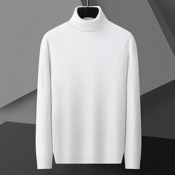 Men's Clothing Turtleneck sweater for men autumn and winter inner wear slim long collar base sweater solid color trendy sweater warm sweater_viptrois.com
