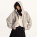 Vibe Trendy Brand Windbreaker Hoodie Unisex Autumn Winter Loose Short High Collar Hooded Zipper Jacket Solid Color_viptrois.com