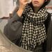 Houndstooth Scarf For Women Winter Warm Couple Korean Version Versatile High-end Tassel Color-blocking Knitted Plaid_viptrois.com