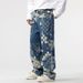 Men's Clothing Autumn New Checkerboard Loose Wide Leg Straight Casual Trousers_viptrois.com