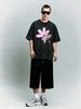 Vintage Washed Gradient Floral NP Monogram Circular Text Graphic 230g Cotton T-Shirt Men's Casual Streetwear Tee_viptrois.com