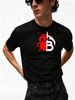 3 Pack Men's Oversized T-Shirts, 100% Cotton Crew Neck Casual Tees, Relaxed Fit Minimal Red-Black Knight Horse & Letter Print Design, Black White Grey_viptrois.com