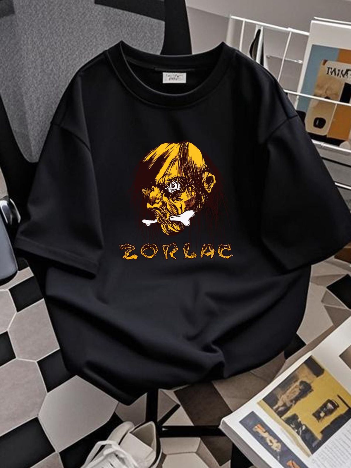 ZORLAC SKATEBOARDS ORANGE LONG HAIRED MONSTER SKATEBOARDING T SHIRT DESIGN Breathable Graphic Slightly Casual Fashion Comfortable Stylish Summer_viptrois.com
