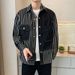 Cowboy Patchwork Striped Spring Autumn New Style Loose And Trendy Korean Casual Versatile Shirt Men's Jacket_viptrois.com