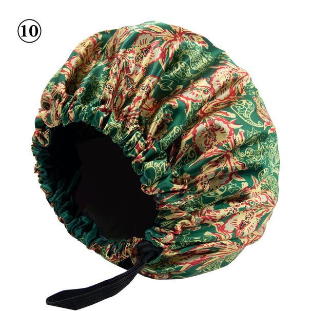 New European And American Printed Satin Sleeping Cap Adjustable Elastic Button Hair Cap Women's Postpartum Cap Factory Direct Sales_viptrois.com