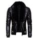 "Men's PU Leather Jacket With Faux Fur Collar – Slim Fit Zip-Up Biker Style Coat For Casual & Streetwear"_viptrois.com