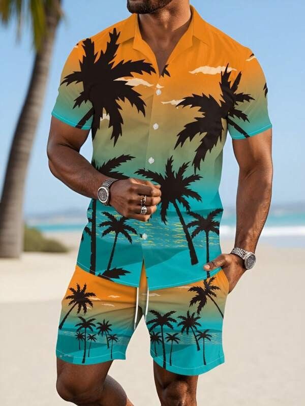 Men's Clothing Casual Fashion Trend All Match Cuban Collar Shirt Breathable Suit_viptrois.com