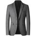 Classic Men's Casual Blazer - Lightweight Polyester Business Jacket For Middle-Aged Gentlemen (Wine Red, Navy, Gray) - Relaxed Fit, Notch Lapel_viptrois.com
