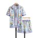 Men's Clothing Summer Shirt Shorts Suit Beach Vacation Colorful Floral Stripes 3d Digital Printing Spot_viptrois.com