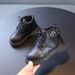Children's autumn and winter solid color retro short boots boys' Martin boots side zipper girls' soft-soled boots single boots leather boots_viptrois.com