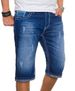Men's Stretch Denim Shorts - Comfortable Slim Fit Casual Shorts For Summer, Blue & Black, S-2XL_viptrois.com
