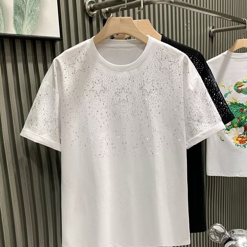 Men's Clothing 2026 Personality Design Fashion Lips Letter Print Short Sleeve T Shirt_viptrois.com