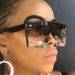 Women's Glasses Large Frame Square Rice Nail One Piece Sunglasses New Fashion Sunglasses Personality Versatile Trendy Sunglasses_viptrois.com