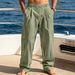 Breathable Cotton Linen Casual Trousers For Men, Loose Fit Straight Leg Summer Beach Pants, Lightweight Comfortable Walking Hiking Travel_viptrois.com
