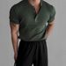 Men's Slim Fit Henley Collar Short Sleeve Knit Sweater British Business Style Ice Silk Trendy Top With Subtle Button Pattern For Summer_viptrois.com