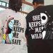 Camisetas Parejas Jack Sally - "Ella Salvaje Segura" & "Él Me Mantiene Seguro Y Salvaje", Conjuntos Casuales Para_viptrois.com