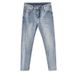 Men's Clothing Jeans Men's Summer Simple Washed Distressed Slim Retro 9 Nine Points Pants Light Color Skinny Jeans Trendy_viptrois.com