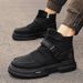 Men's Classic High-Top Martin Boots - Waterproof PU Leather, Slip-Resistant Rubber Sole, Comfortable Cushioning & Height Increase (3-5cm) - Casual_viptrois.com