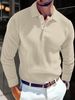 2025 New Style European And American Men's T-shirt, Knitted Lapel, Business Button, Fitted Long-sleeved Polo Shirt_viptrois.com
