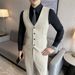 Men's Slim Fit Double Breasted Striped Suit Set - Wedding Groom Tuxedo & Business Formal Blazer For Interview & Office_viptrois.com