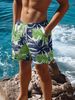 Unbeatable Quality Men's Fitness, Sports, Leisure, Loose Five Quarter Shorts, Personalized Leaf Print, Fashionable Men's Shorts_viptrois.com