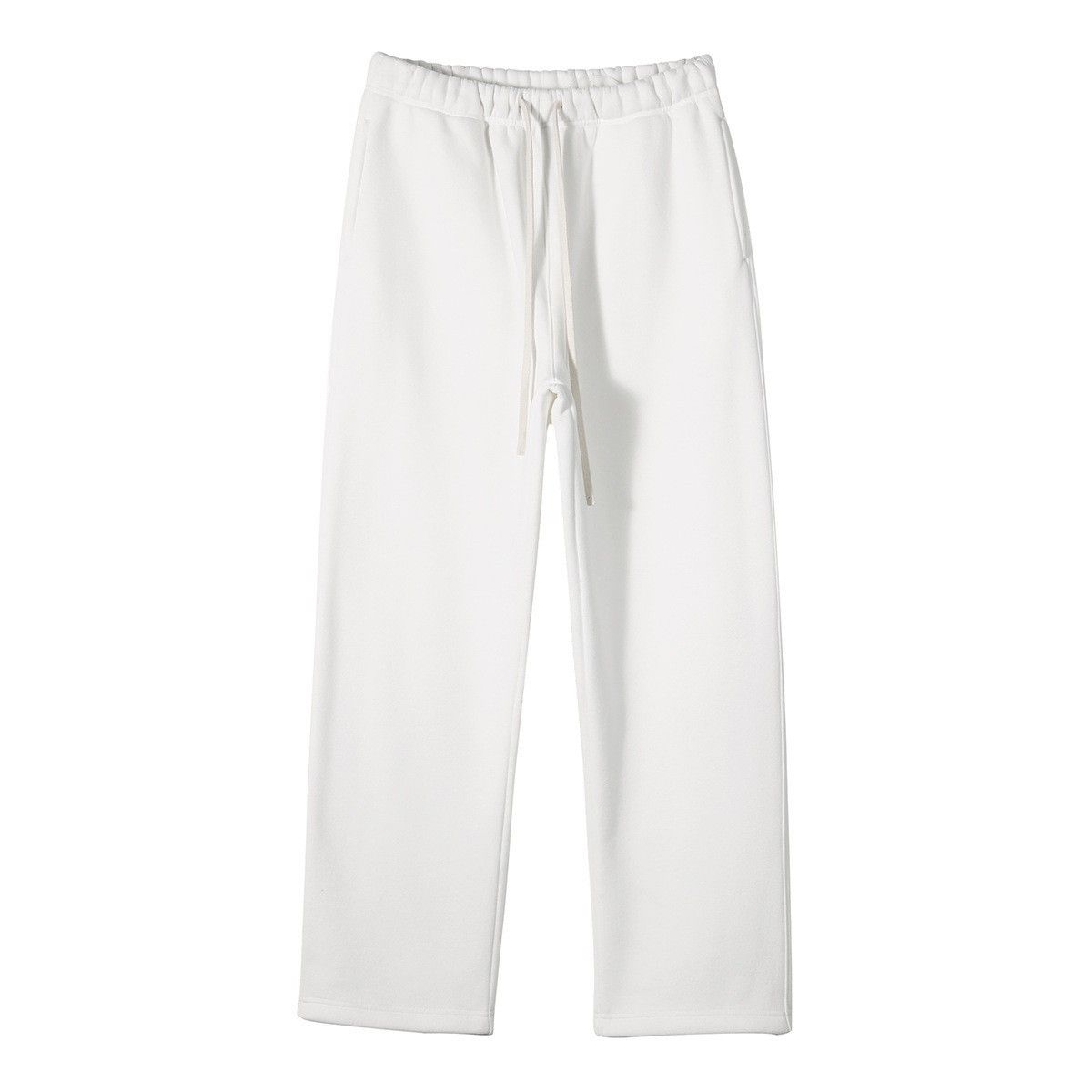 Men's Fleece Lined Straight Leg Sweatpants Autumn/Winter New Style Solid Color Loose Sports Casual Pants_viptrois.com