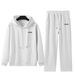 Trendy Letter Print Hoodie Set - Winter Thickened Pullover & Joggers, Unisex Oversized Streetwear, Fleece-Lined Comfort, Casual Loungewear Outfit_viptrois.com