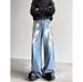 Retro Graffiti Paint Splatter Loose Fit Casual Straight Leg Wide Pants Denim Jeans For Men Breathable Polyester Fabric_viptrois.com