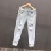 Men's Clothing Summer New Ripped Nine Point Pants Fashion Brand Jeans Slim Fit Cuffed Pants Light Color Pants_viptrois.com