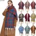 Unisex Shawl loop yarn jacquard coarse tassel large plaid scarf shawl_viptrois.com